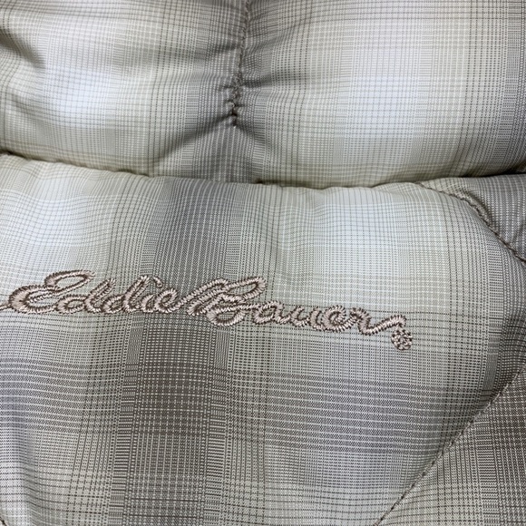 Eddie Bauer Down Filled Plaid Quilted Vest Size Medium Colour Beige/Brown - Picture 9 of 14